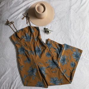 Yellow and Blue Floral Jumpsuit Size M